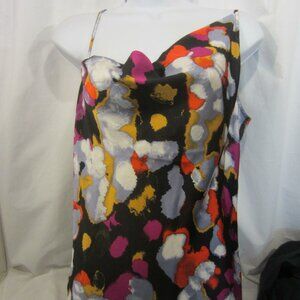 OPEN EDIT multi color diagonal cut sleeveless top blouse Women S NWT